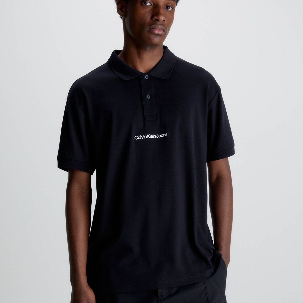 CALVIN KLEIN - Polo holgado con logo Negro Calvin Klein