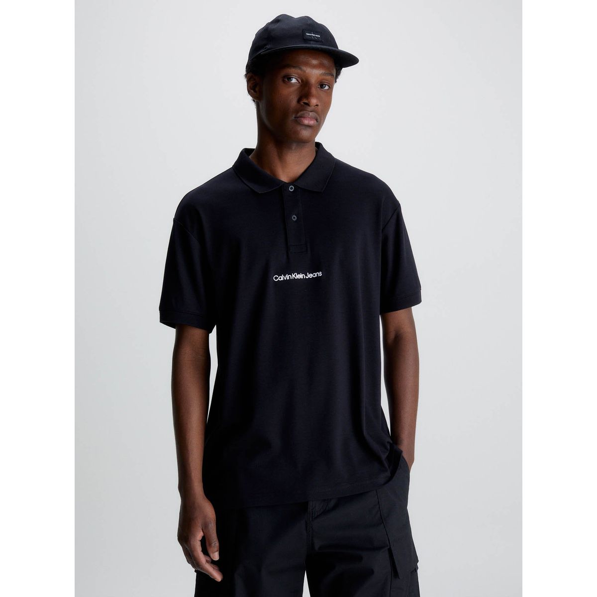 CALVIN KLEIN - Polo holgado con logo Negro Calvin Klein