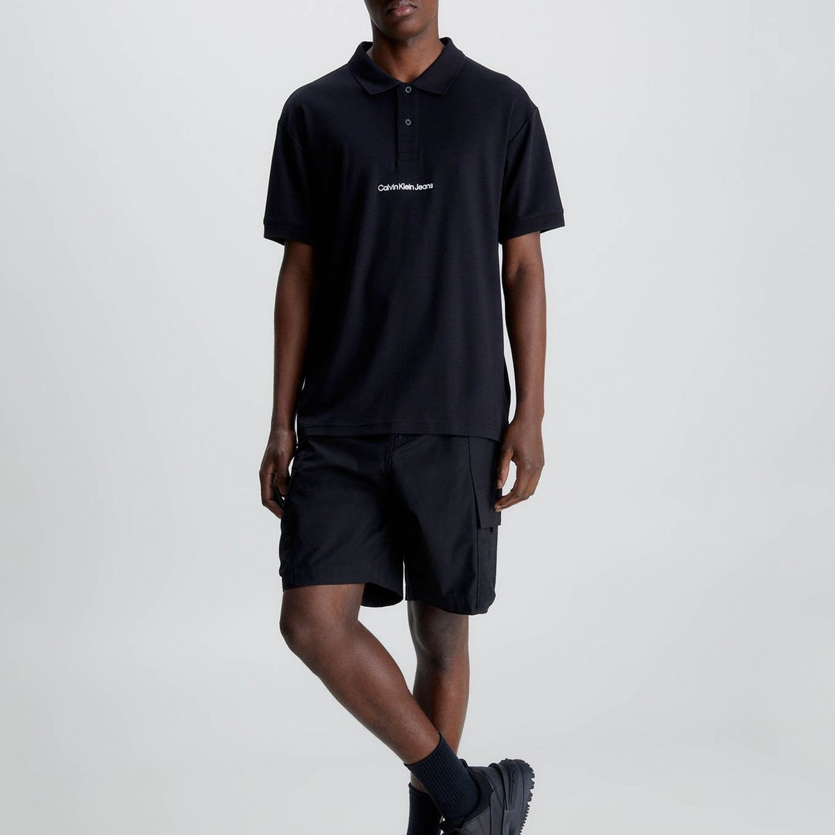 CALVIN KLEIN - Polo holgado con logo Negro Calvin Klein