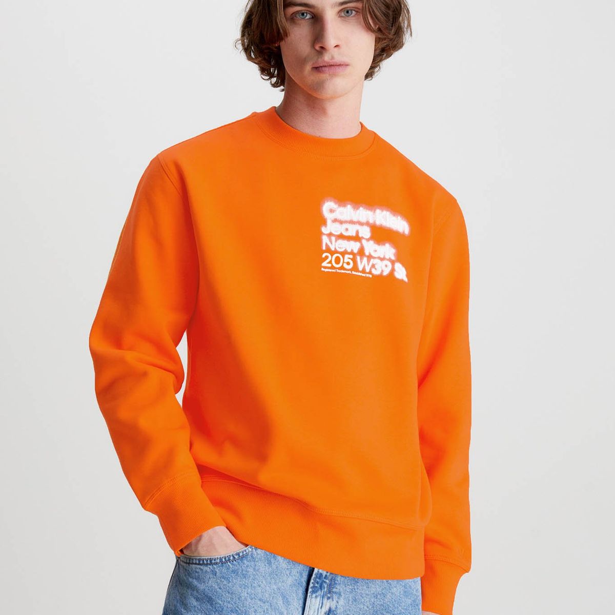 CALVIN KLEIN - Sudadera de algodón orgánico estampado Naranja Calvin Klein