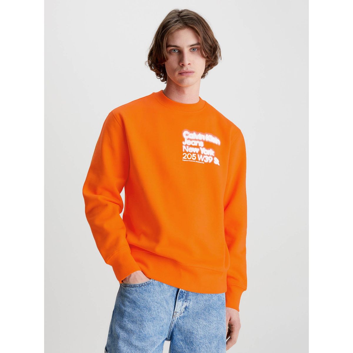 CALVIN KLEIN - Sudadera de algodón orgánico estampado Naranja Calvin Klein