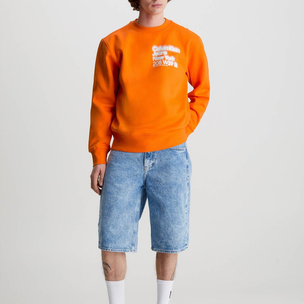 CALVIN KLEIN - Sudadera de algodón orgánico estampado Naranja Calvin Klein