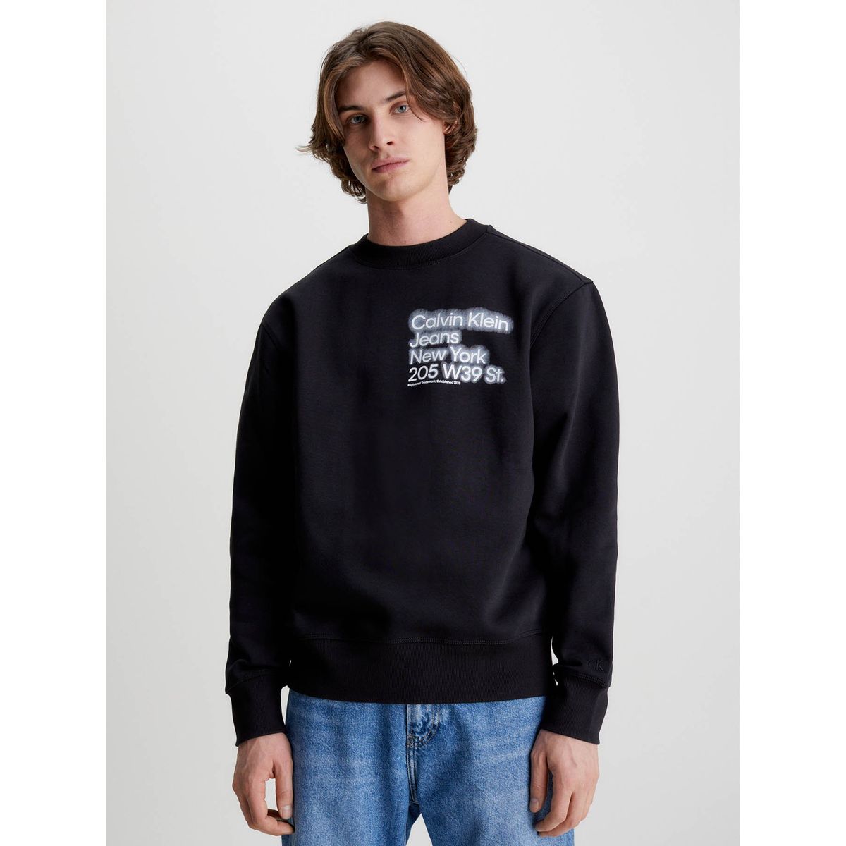 CALVIN KLEIN - Sudadera de algodón orgánico estampado Negro Calvin Klein