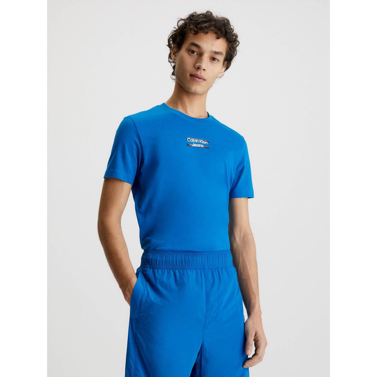 CALVIN KLEIN - Camiseta slim con logo Azul Calvin Klein