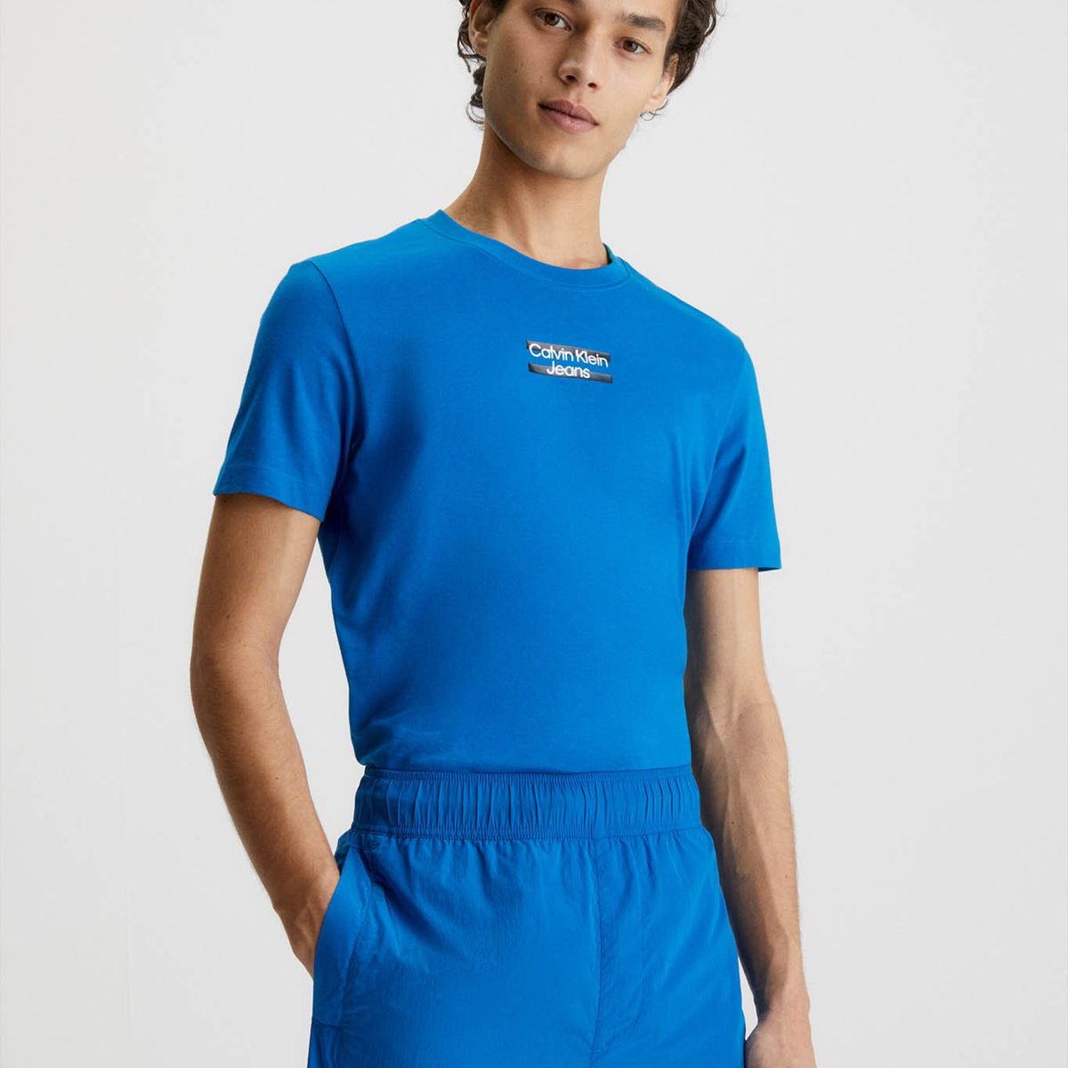 CALVIN KLEIN - Camiseta slim con logo Azul Calvin Klein