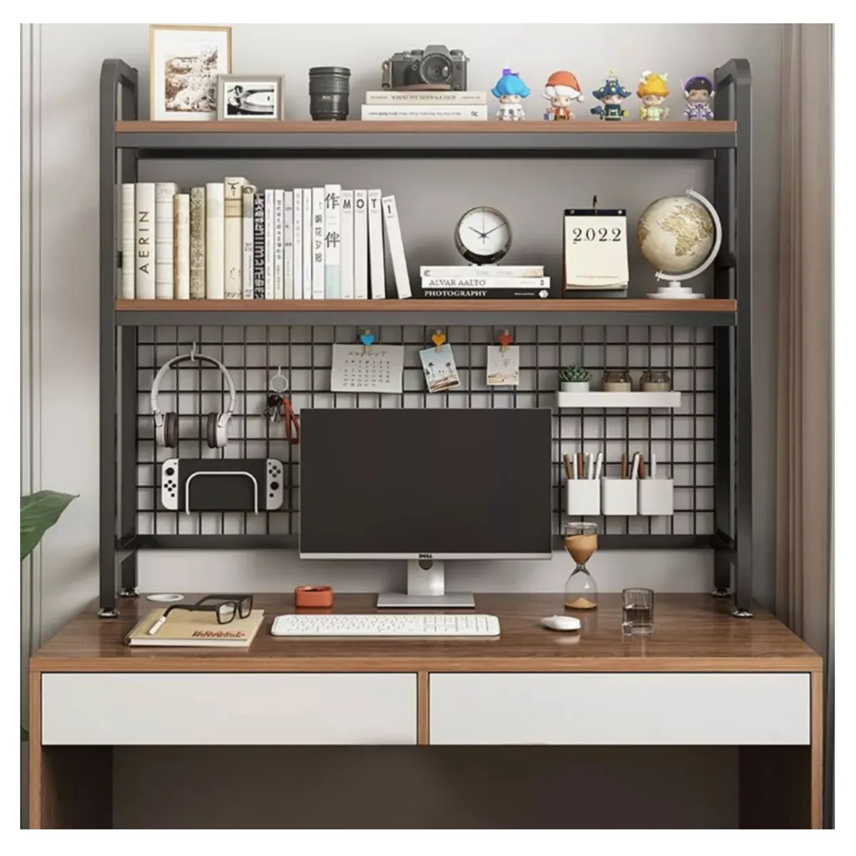 HOMER DESIGN - Organizador De Escritorio Multifuncional Con Repisa Metal