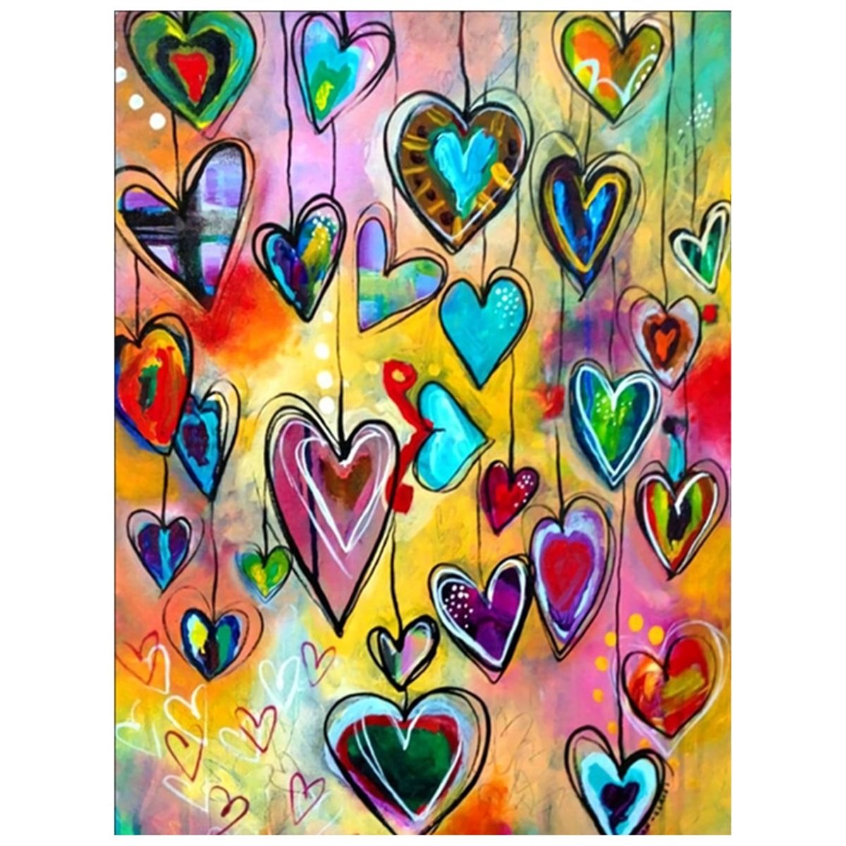 KUANGYE - Bordado Pintura Diamante - Corazones Alegres 30x40