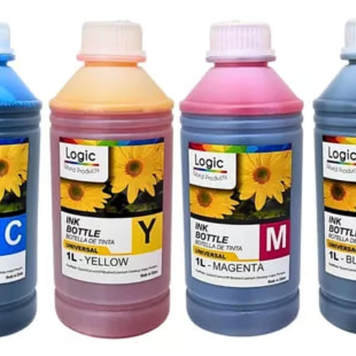 LOGIC - Pack 4 Tintas Dye Universal Para Impresora Calidad Premium