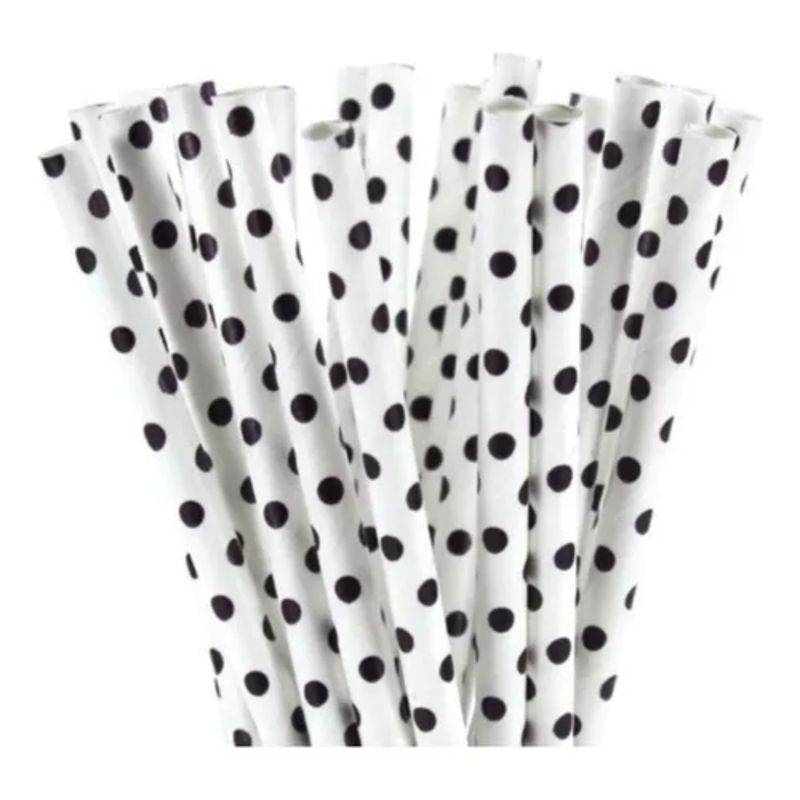 OEM - BOMBILLAS DE PAPEL ECOLOGICO 25 UNI. DISEÑO LUNARES NEGRO