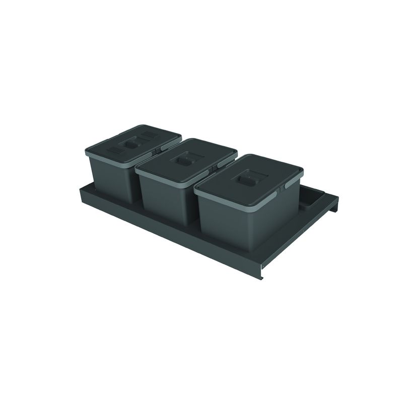 DVP - Basurero Triple Para Cajón Grass Scala 90cm Gris Grafito Dvp
