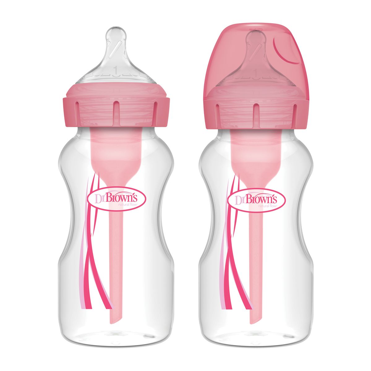 DR BROWNS - Pack 2 Mamaderas Boca Ancha Options+ 270ml Dr. Brown´s Rosa