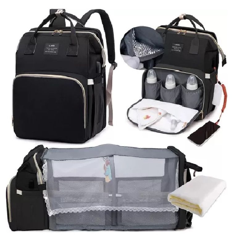 GENERICO - Mochila 3 En 1 Pañalera Mudador Portátil