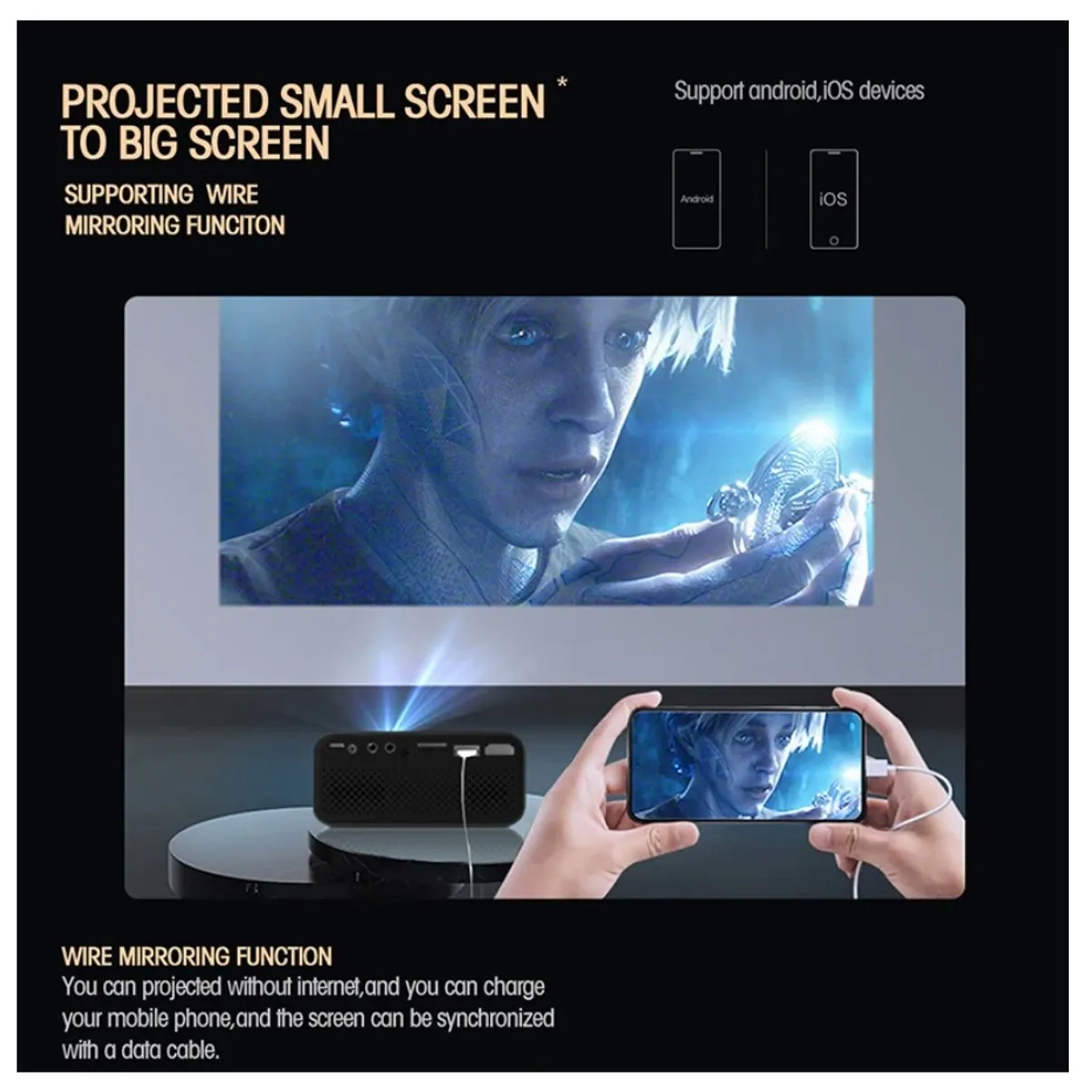 GENERICO - Mini Proyector Led Reproductor De Vídeo De Cine En Casa