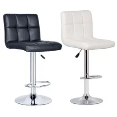 DETODOYMAS - Pack X2 Sillas Bar Taburete Eco Cuero Elegante Con Pedestal - Negro