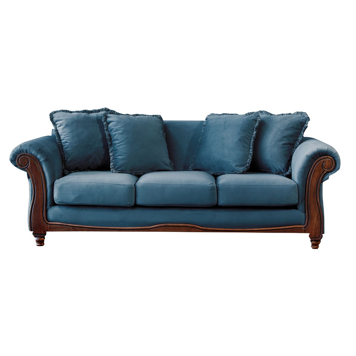 LATAM HOME - Sofá Rimini 3 Cuerpos Tela Velvet Azul Petroleo