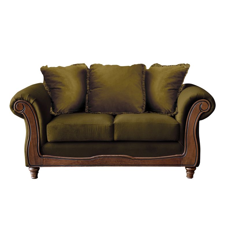 LATAM HOME - Sofá Rimini 2 Cuerpos Tela Velvet Verde
