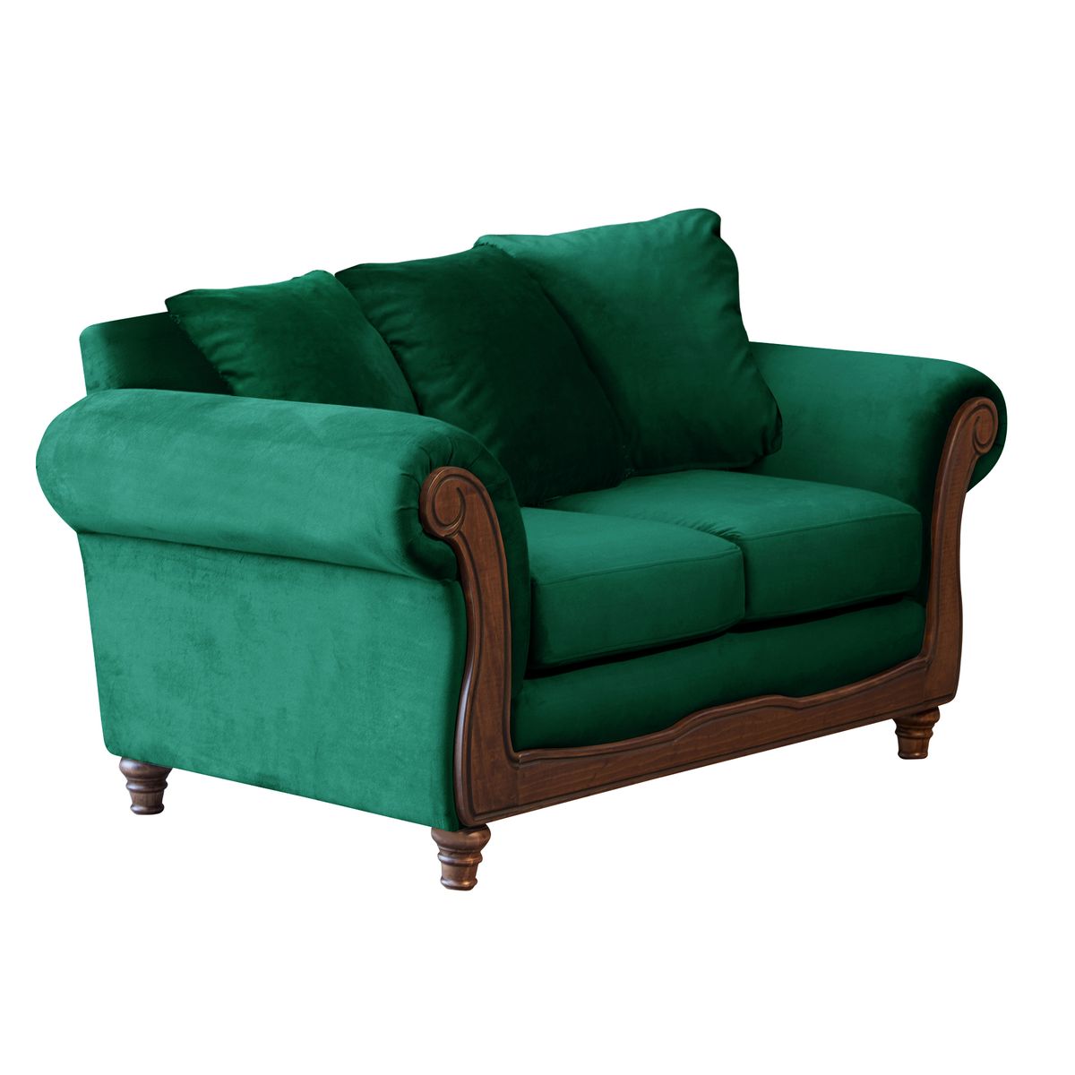 LATAM HOME - Sofá Rimini 2 Cuerpos Tela Velvet Verde