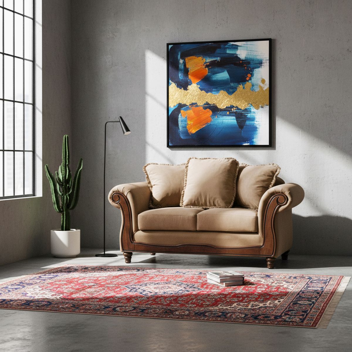 LATAM HOME - Sofá Rimini 2 Cuerpos Tela Velvet Beige