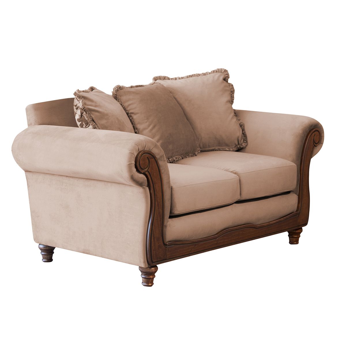 LATAM HOME - Sofá Rimini 2 Cuerpos Tela Velvet Beige