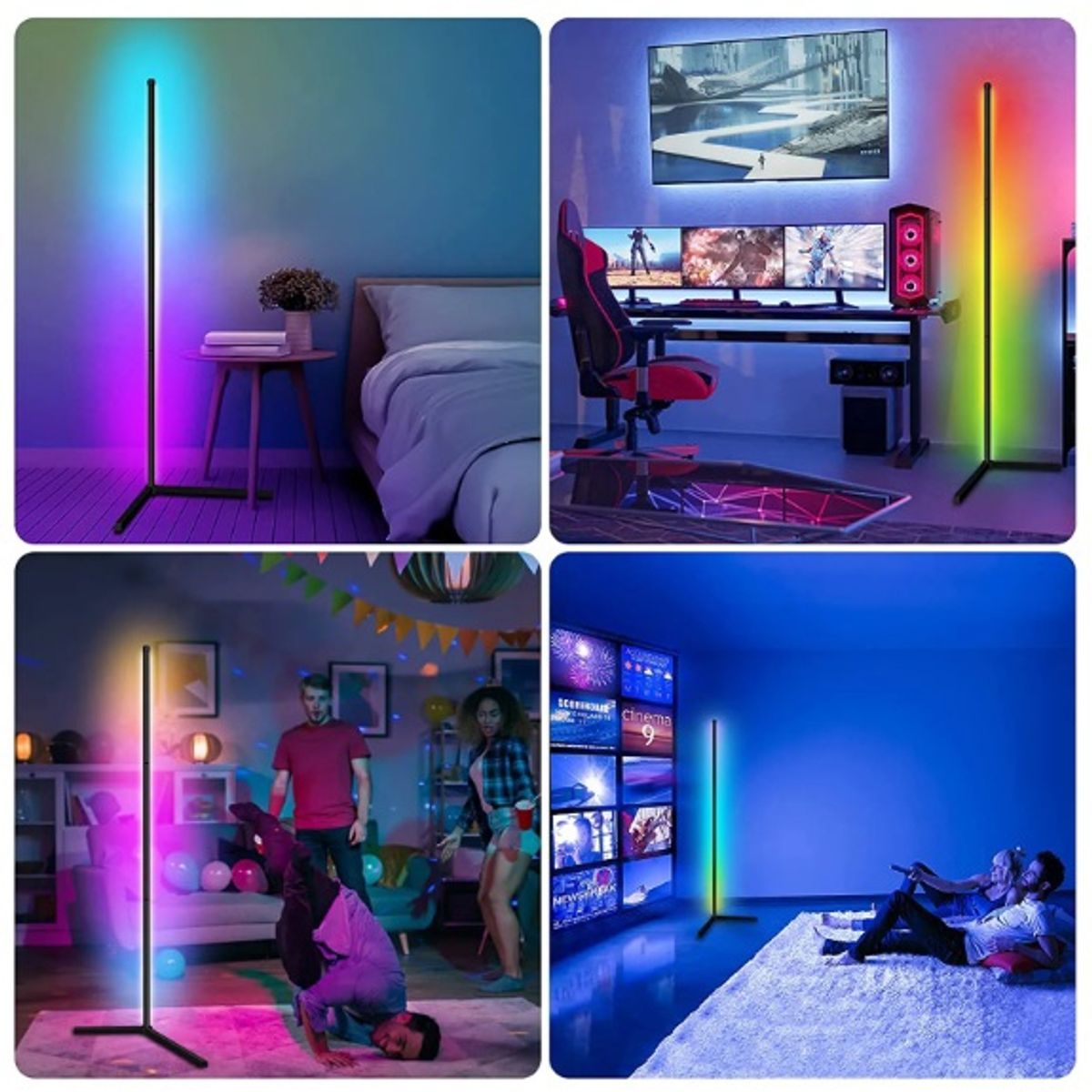 GENERICO - Lámpara De Pie Led Rgb Premium Esquina Multicolor