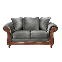 LATAM HOME - Sofá Rimini 2 Cuerpos Tela Velvet Gris