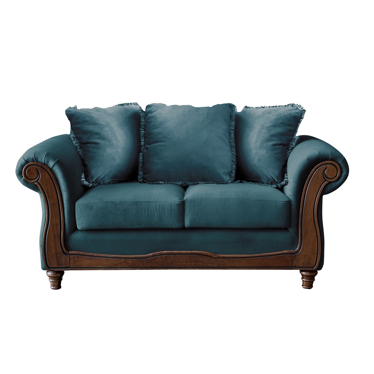 LATAM HOME - Sofá Rimini 2 Cuerpos Tela Velvet Azul Petroleo