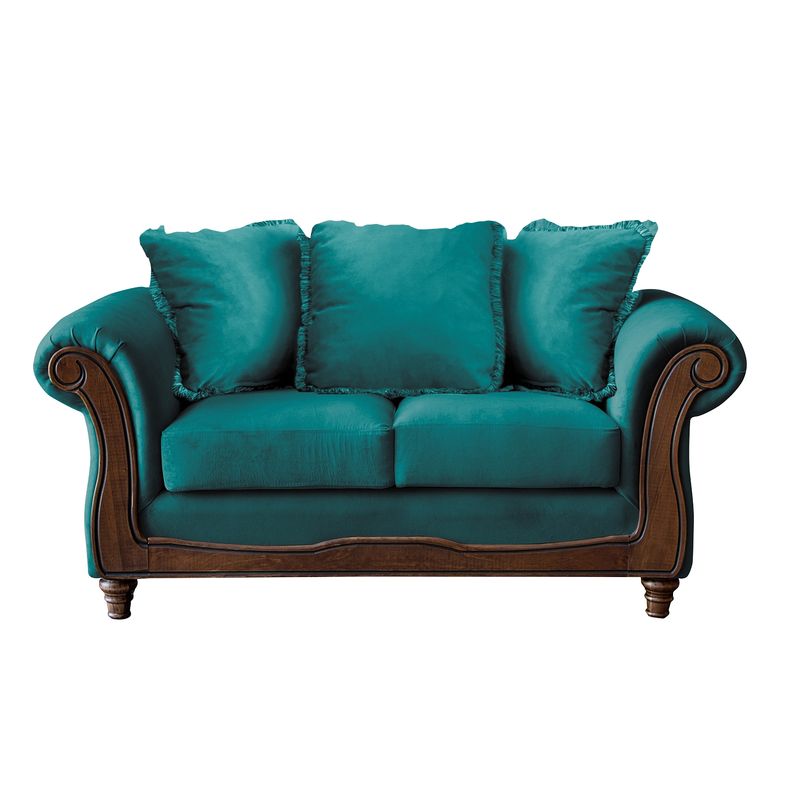 LATAM HOME - Sofá Rimini 2 Cuerpos Tela Velvet Turquesa