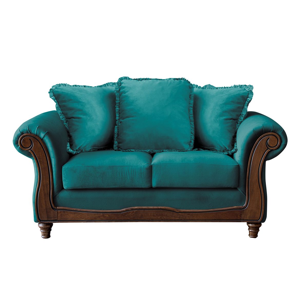 LATAM HOME - Sofá Rimini 2 Cuerpos Tela Velvet Turquesa