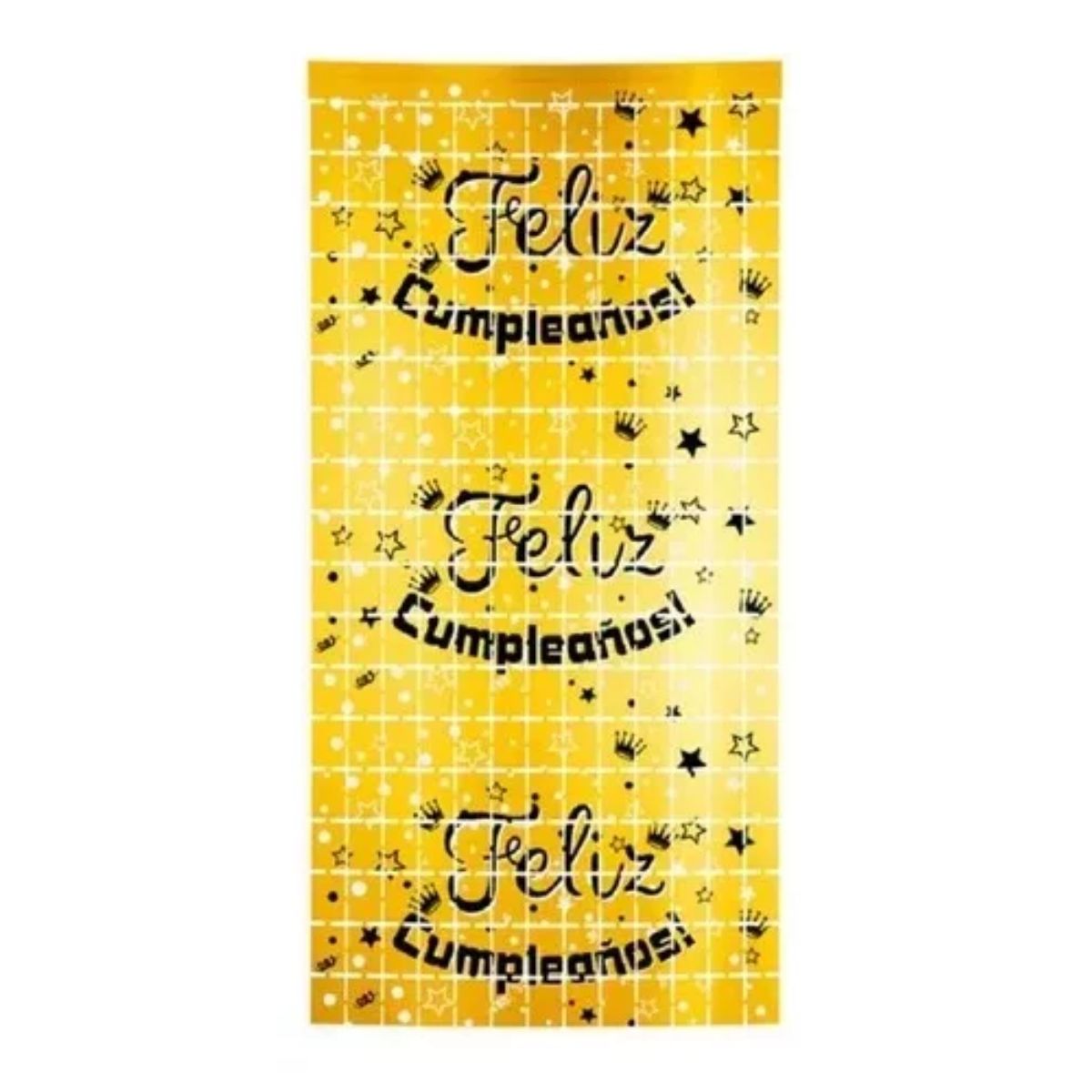 OEM - CORTINA METALICA PARA DECORACION FELIZ CUMPLEAÑOS DORADO