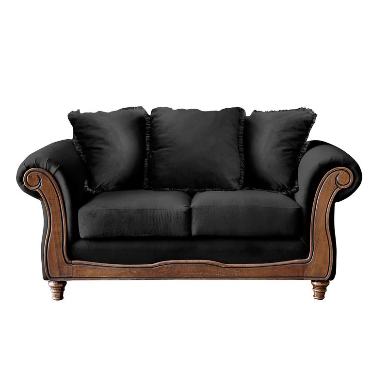 LATAM HOME - Sofá Rimini 2 Cuerpos Tela Velvet Negro