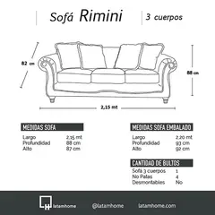 LATAM HOME - Sofá Living Rimini 3 Cuerpos + 2 Cuerpos Tela Velvet Negro