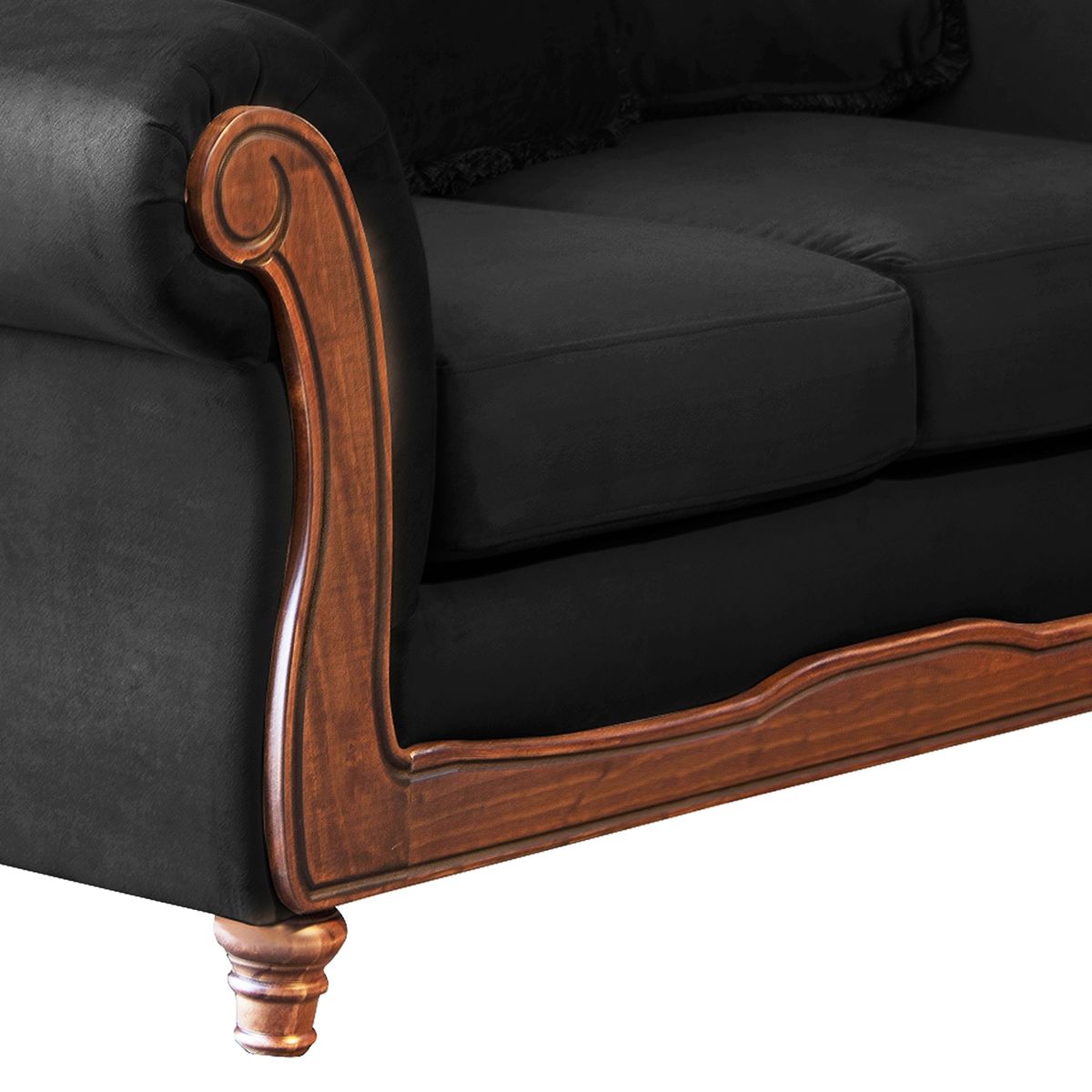 LATAM HOME - Sofá Living Rimini 3 Cuerpos + 2 Cuerpos Tela Velvet Negro