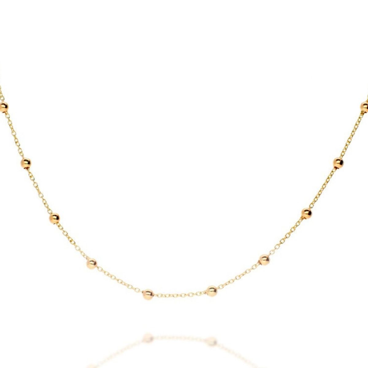 LUX JOYAS - Cadena Baño Oro Amarillo 18k Eslabones Pelotitas S