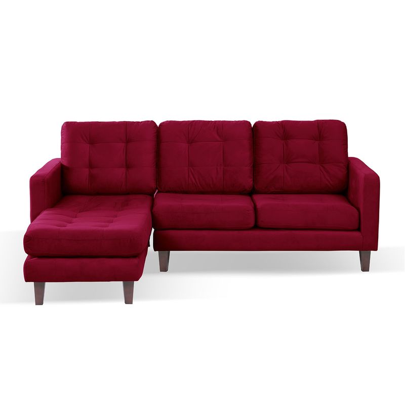 LATAM HOME - Sofá Seccional Izquierdo Napoles Tela Velvet Burdeo