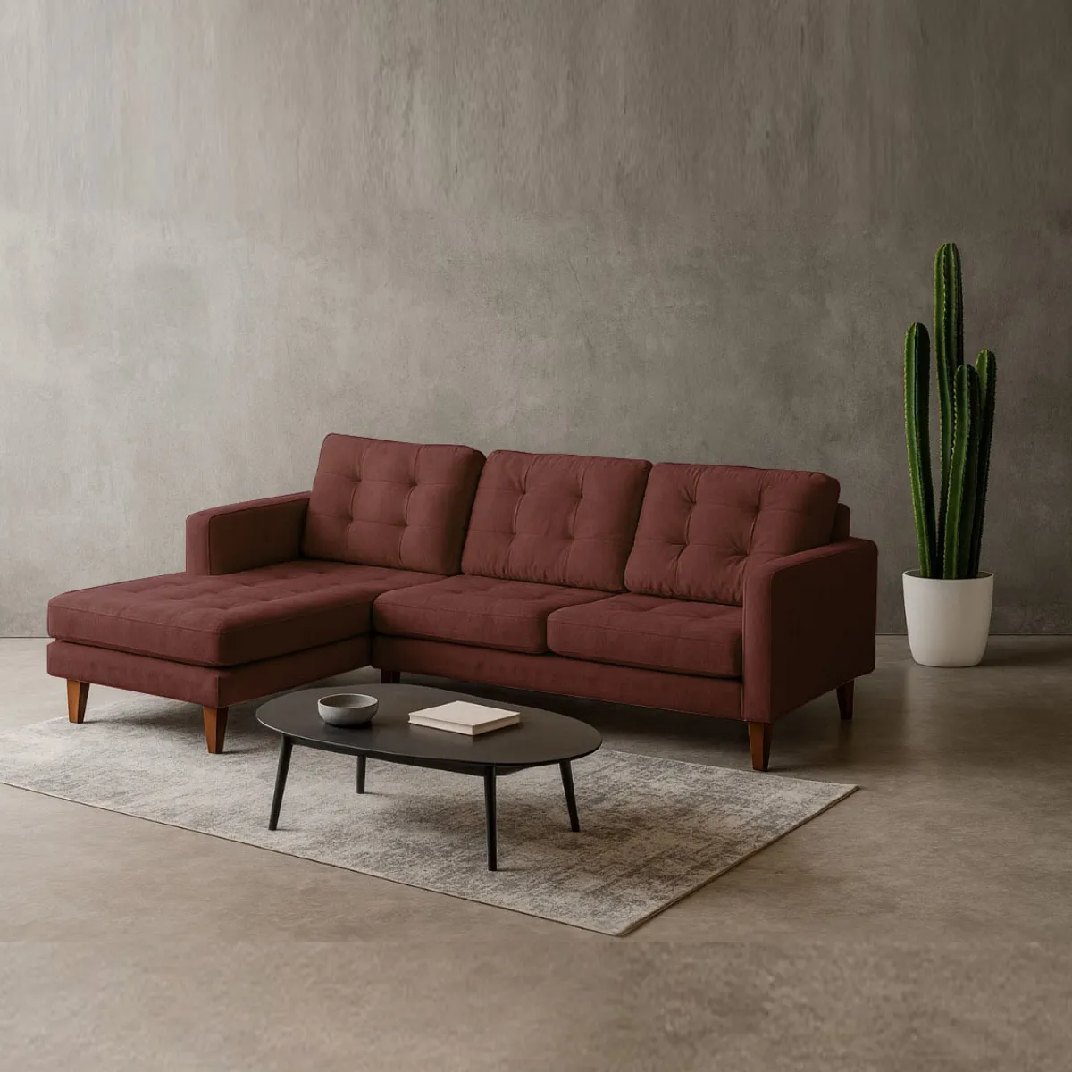 LATAM HOME - Sofá Seccional Izquierdo Napoles Tela Velvet Chocolate