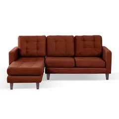 LATAM HOME - Sofá Seccional Izquierdo Napoles Tela Velvet Chocolate