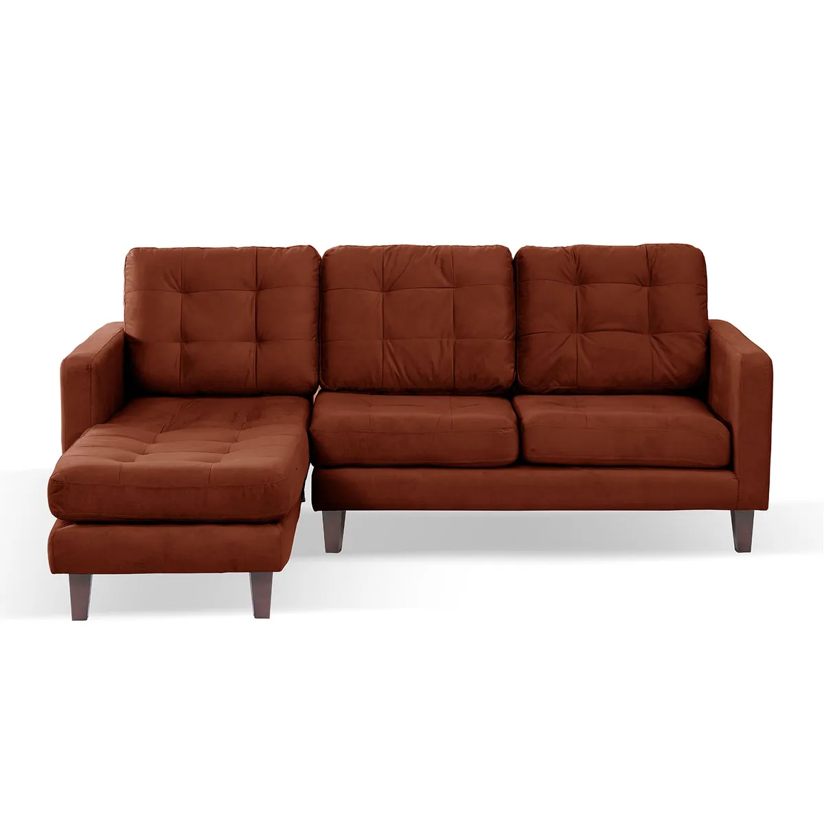 LATAM HOME - Sofá Seccional Izquierdo Napoles Tela Velvet Chocolate