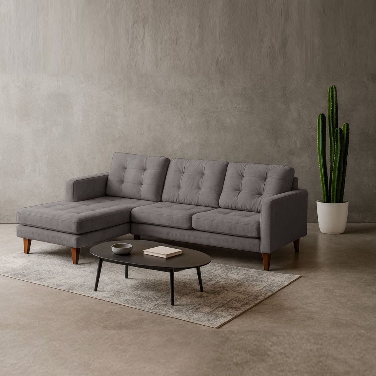LATAM HOME - Sofá Seccional Izquierdo Napoles Tela Velvet Gris