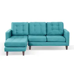 LATAM HOME - Sofá Seccional Izquierdo Napoles Tela Velvet Turquesa