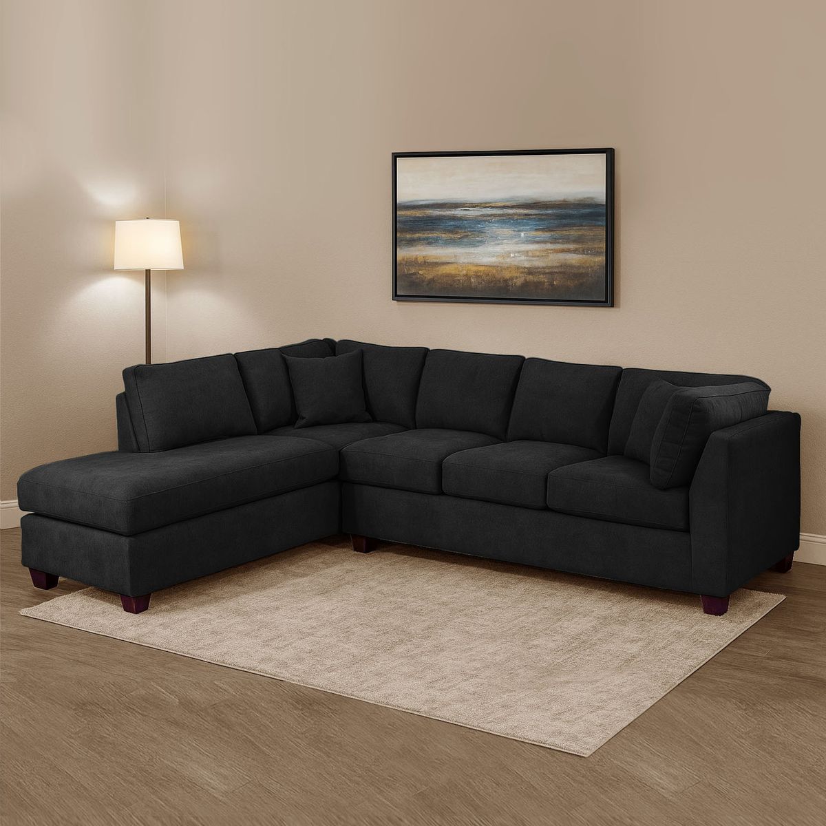 LATAM HOME - Sofá Seccional Latam Home Padua Negro 5 Cuerpos