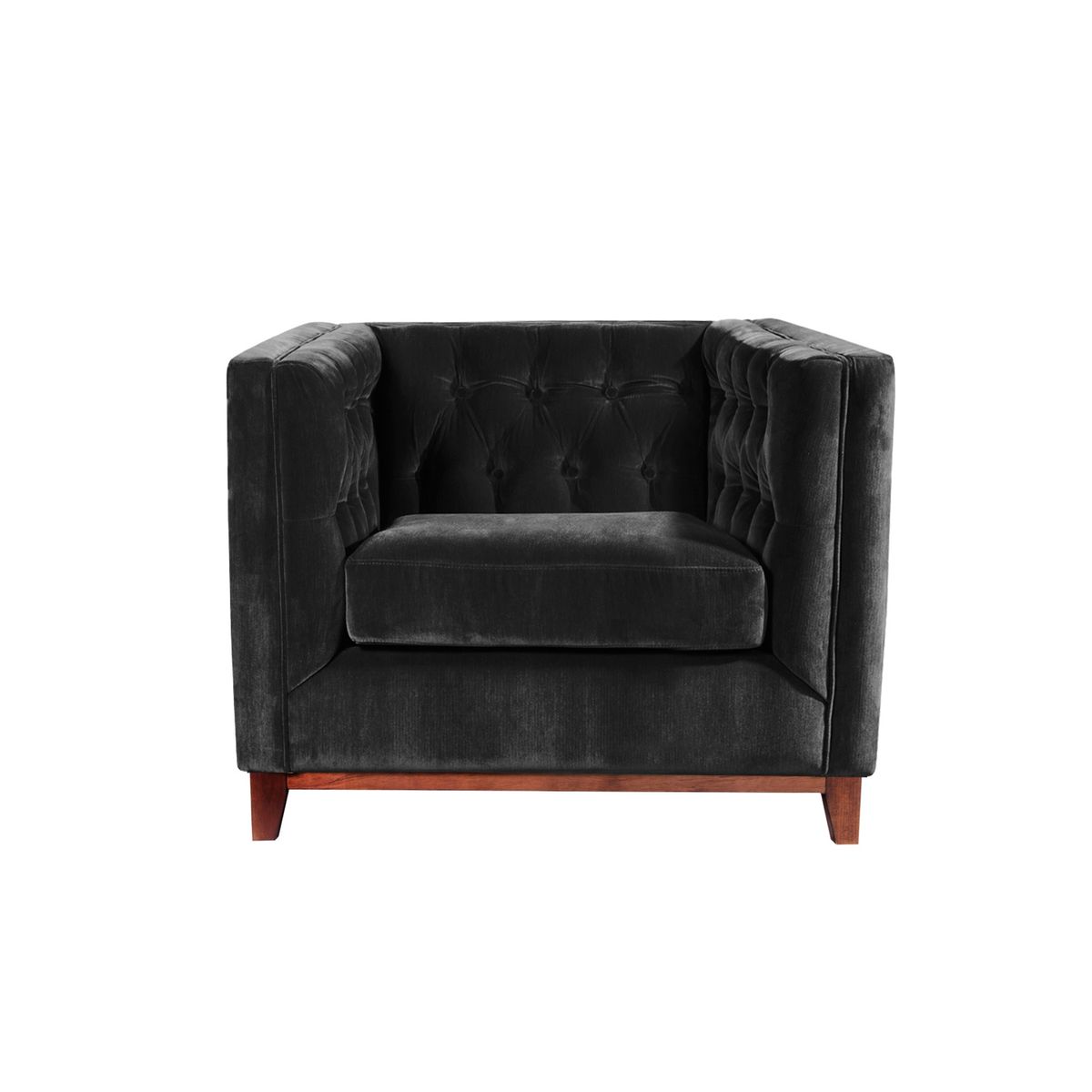 LATAM HOME - Sofa Roma 1 Cuerpo Capitoné Tela Velvet Negro