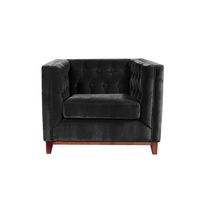 Sofa Roma 1 Cuerpo Capitoné Tela Velvet Negro