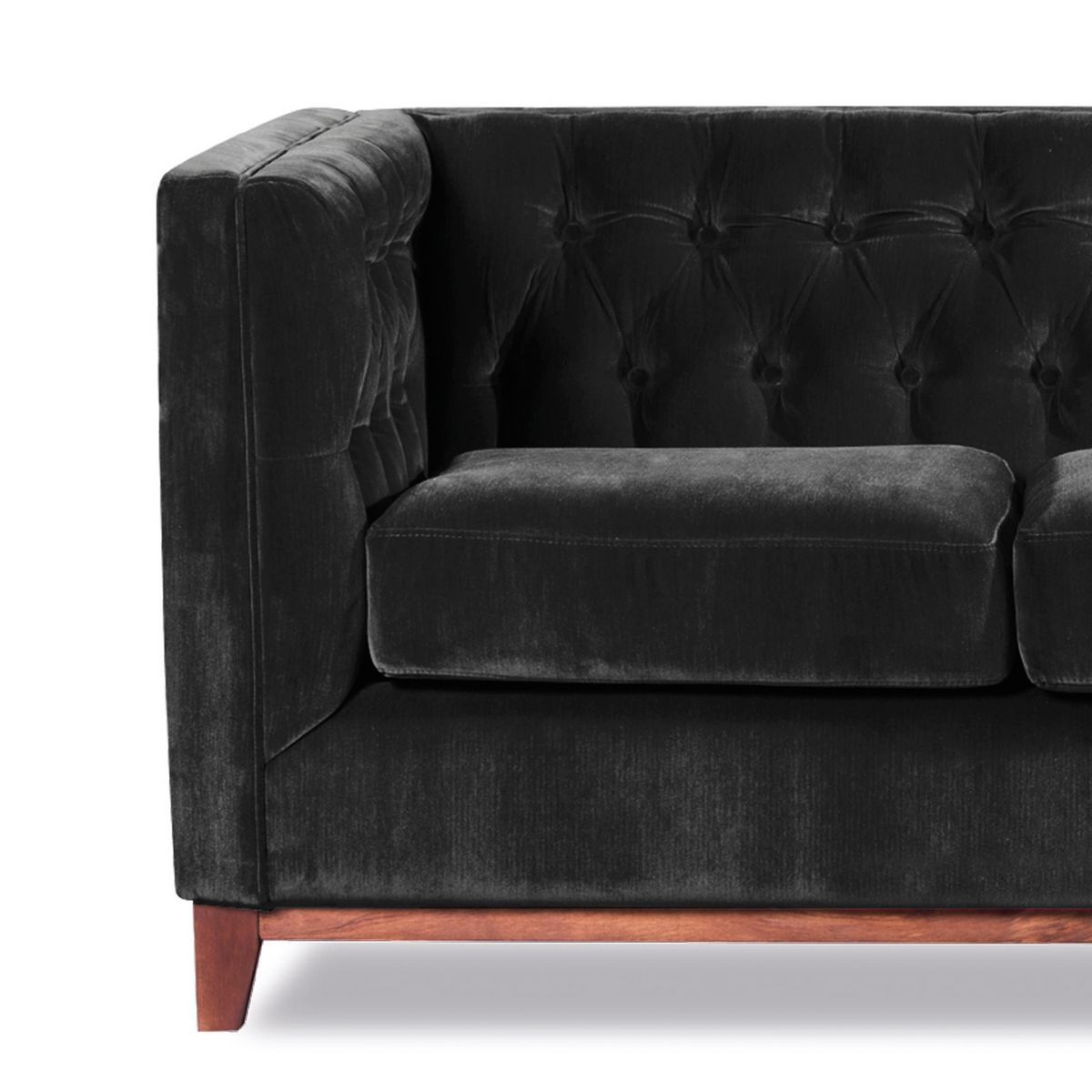 LATAM HOME - Sofa Roma 1 Cuerpo Capitoné Tela Velvet Negro
