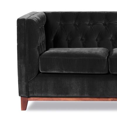 Imagen 2 del producto Sofa Roma 1 Cuerpo Capitoné Tela Velvet Negro