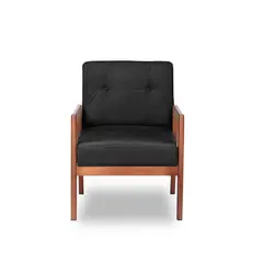 LATAM HOME - Sitial Munich Tela Velvet Negro y Patas de Madera