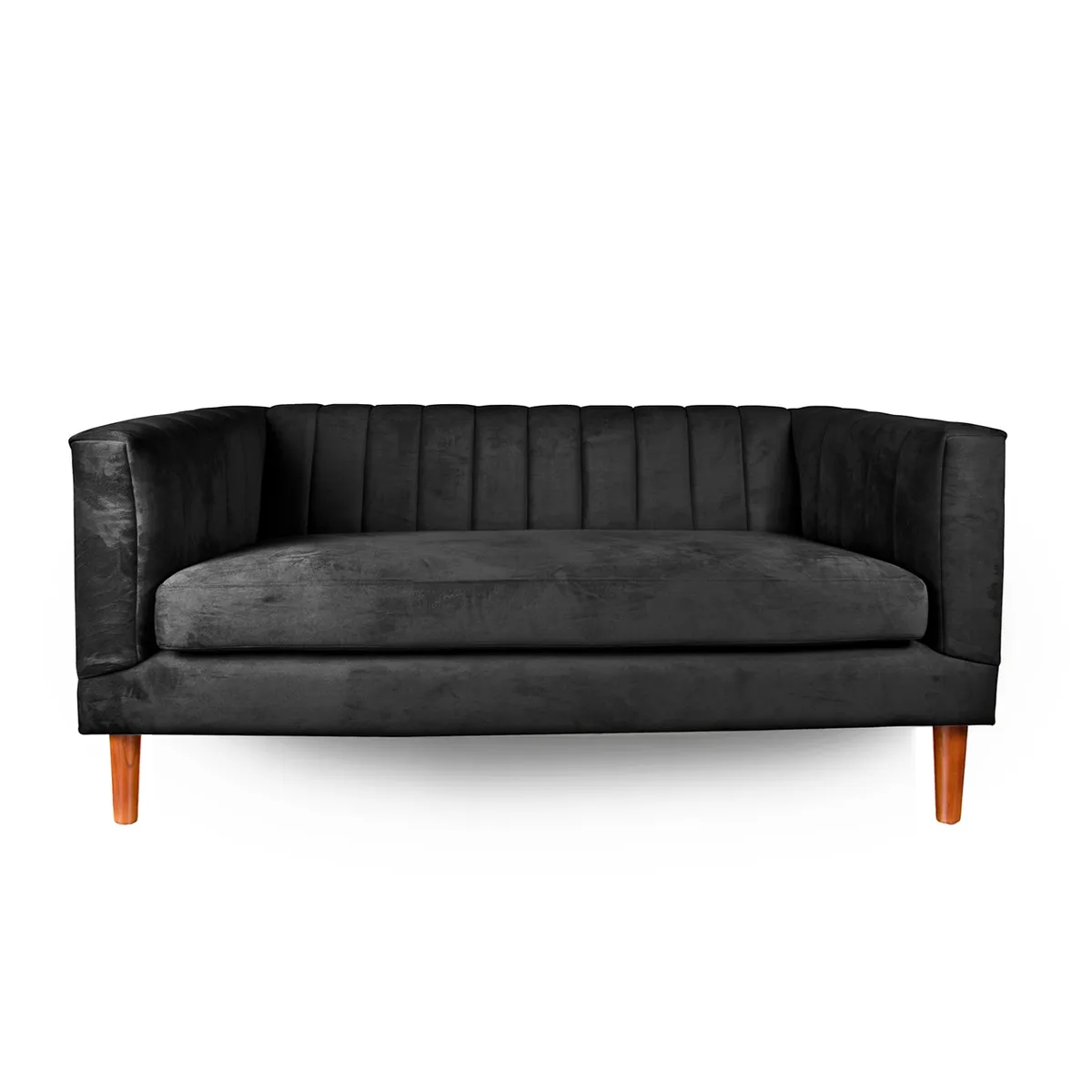 LATAM HOME - Sofá Sorrento 2 Cuerpos Tela Velvet Vivian Negro