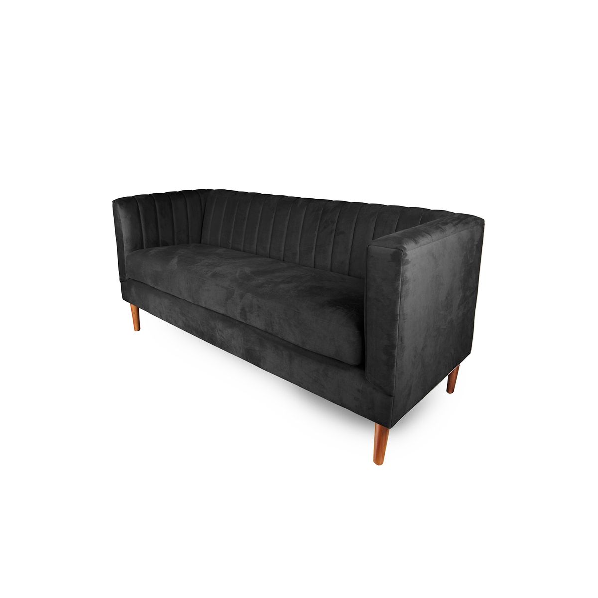 LATAM HOME - Sofá Sorrento 2 Cuerpos Tela Velvet Vivian Negro