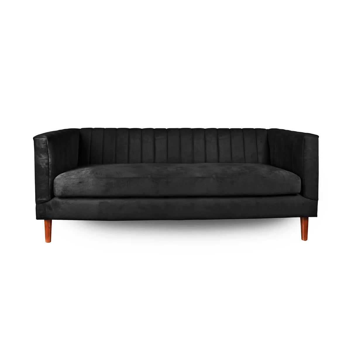 LATAM HOME - Sofá Sorrento 3 Cuerpos Tela Velvet Vivian Negro