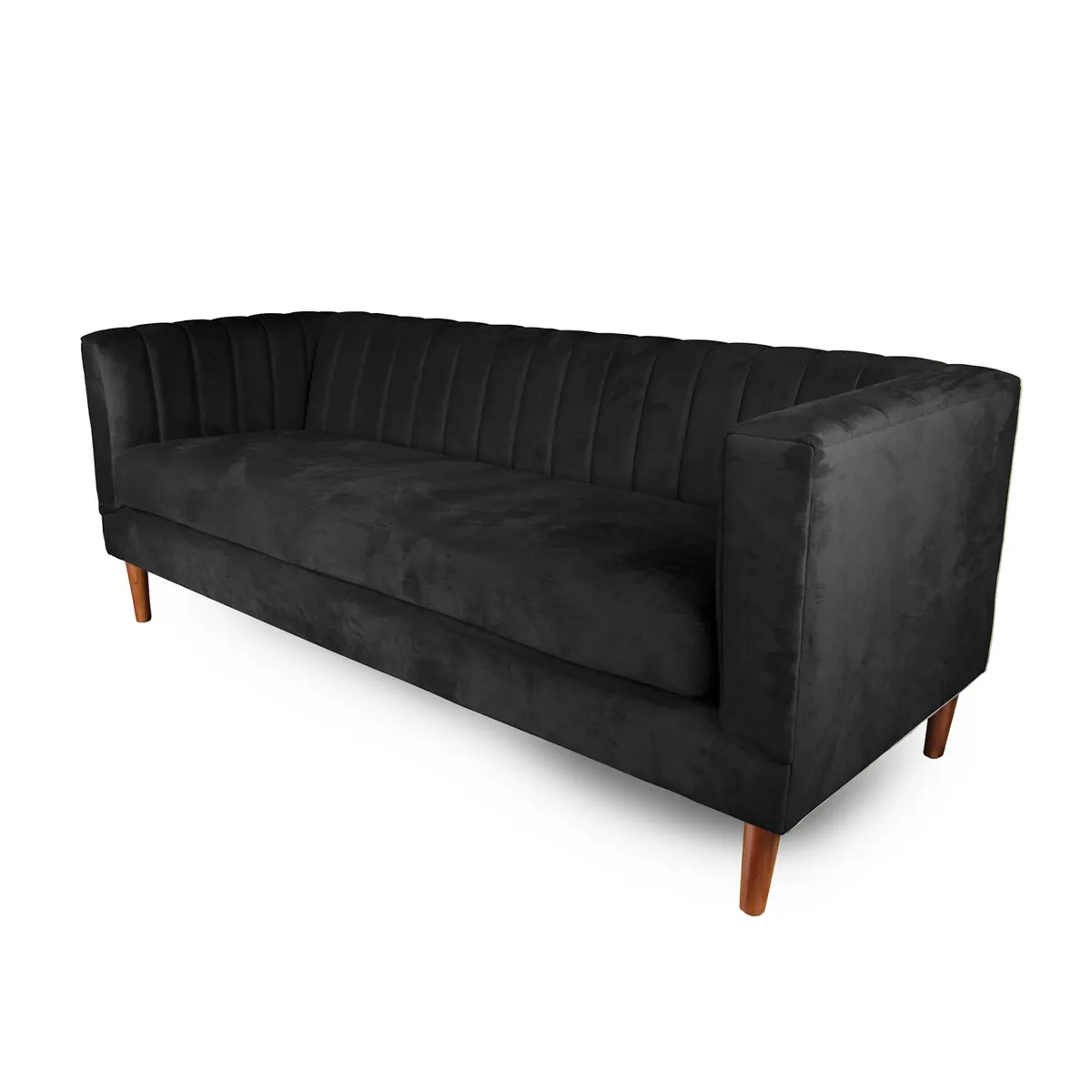 LATAM HOME - Sofá Sorrento 3 Cuerpos Tela Velvet Vivian Negro