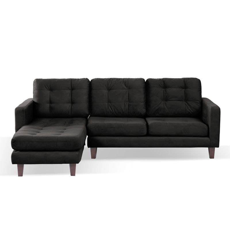 LATAM HOME - Sofá Seccional Izquierdo Napoles Tela Velvet Negro